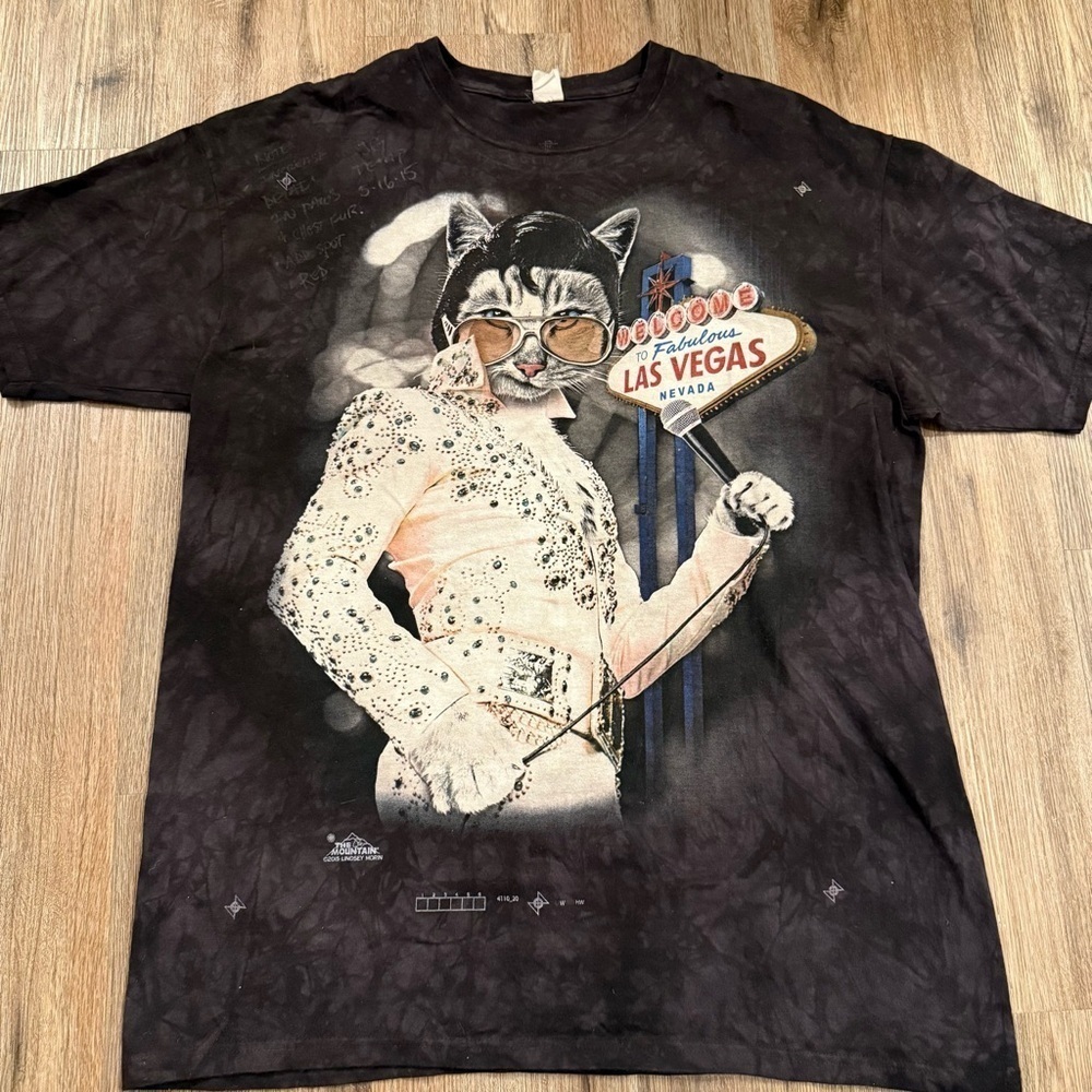 RARE SAMPLE The Mountain Graphic T Shirt XL Black Meowies Elvis Las Vegas 2015